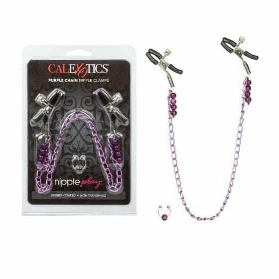 Pinces à Seins - CalExotics - Nipple play Purple Chain Nipple Clamps CalExotics Sensations plus